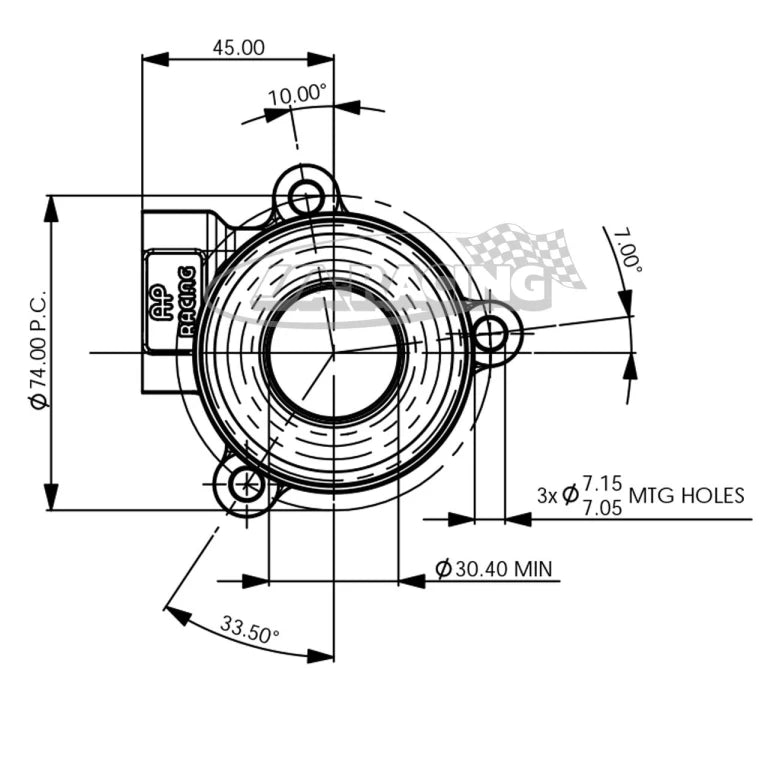 AP Racing Ausrückzylinder 38mm Kontaktfläche, Innenring rotiert