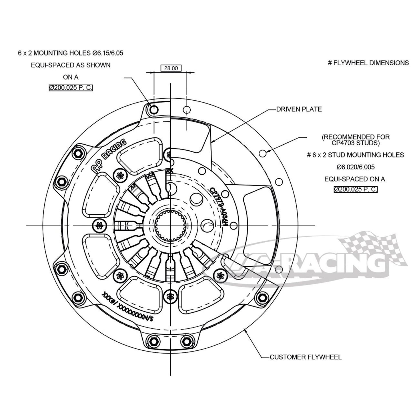 CP8022 2-Scheiben Cerametallic-Kupplung Ø184mm, Aluminium, I-Drive Ausführung