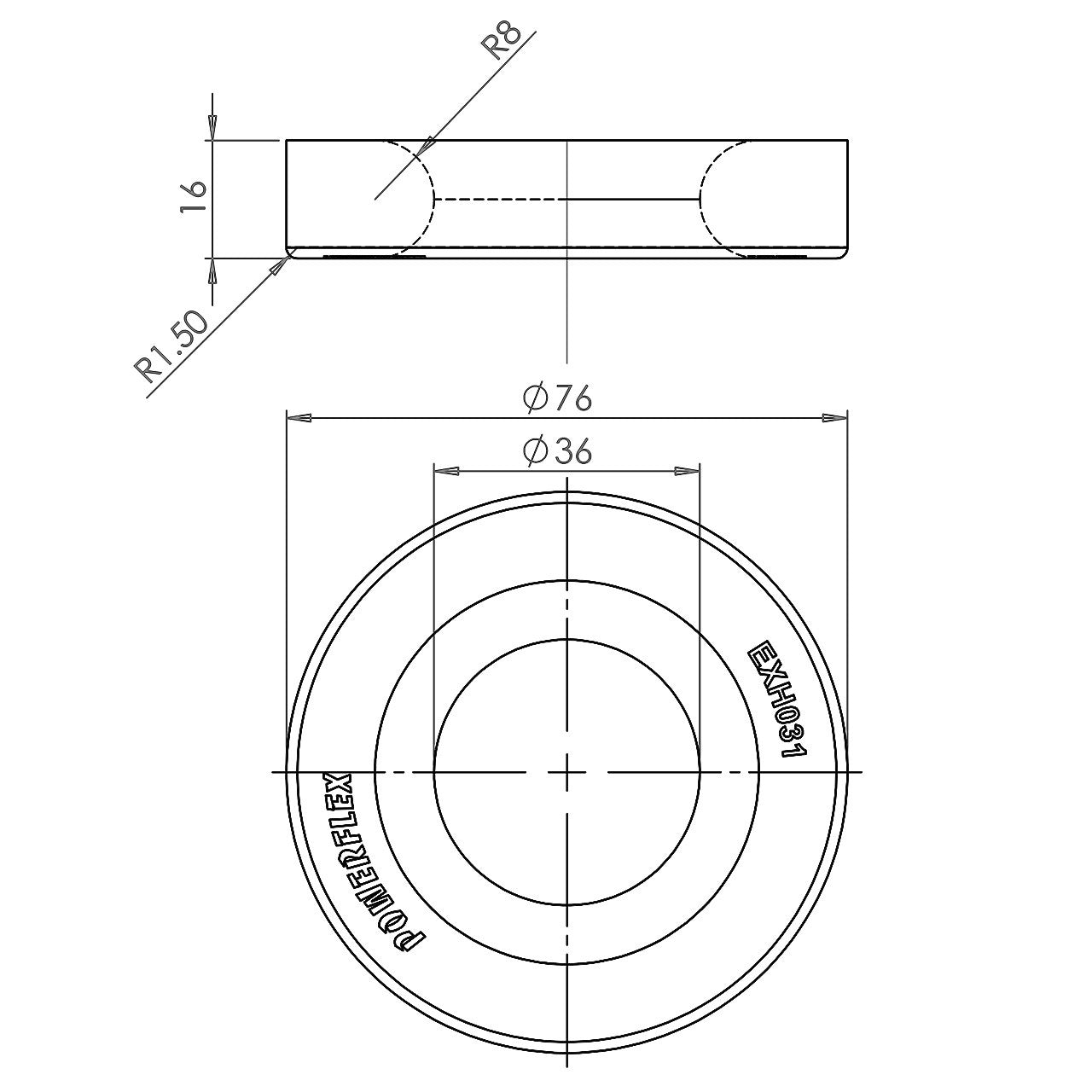 PFH031 Powerflex Auspuffhalterung 76x36mm Standard Serie