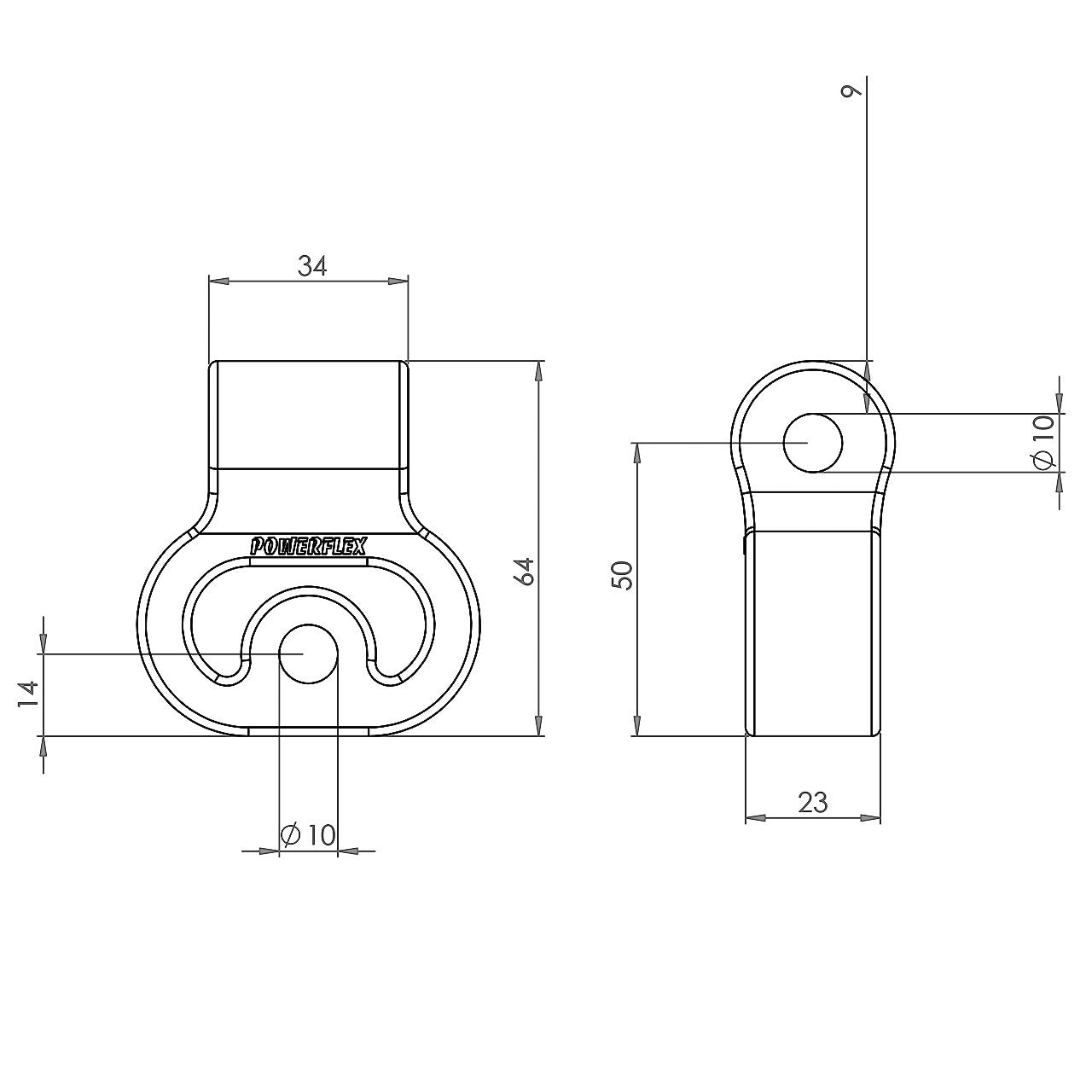 PFH038 Powerflex Auspuffhalterung 64x34mm Standard Serie