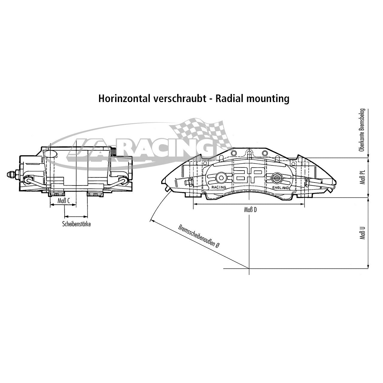 10-Kolben Mono e Bremssattel CP7411 für Scheiben-Ø 390-420mm Stärke 40,00mm