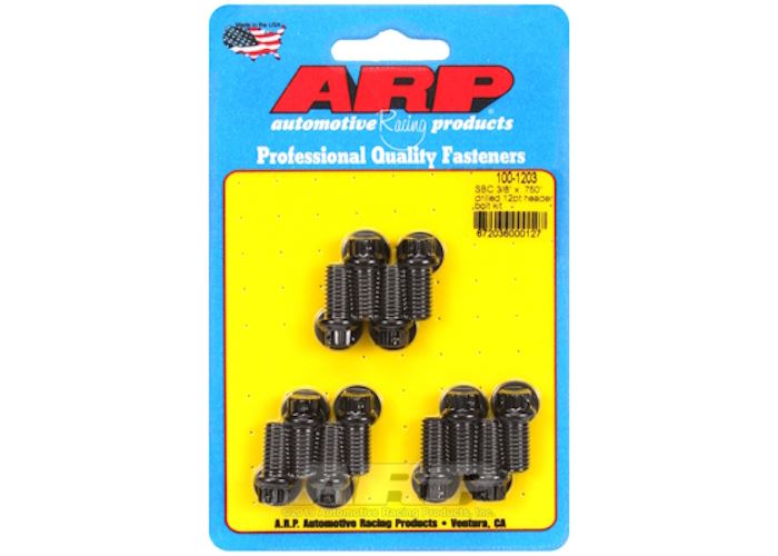 100-1203 SB Chevy 3/8 x .750" drilled 12pt header bolt kit