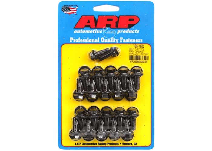 135-1802 BB Chevy 1-pc oil pan gasket w/ alum timing cover hex bolt kit