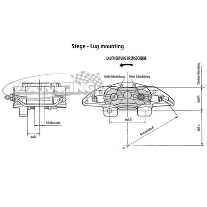 2-Kolben Alu-Bremssattel CP4227 für Scheibenstärke 4,00mm