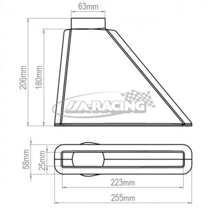 Rechteck Lufteinlass schmal, Länge 225mm