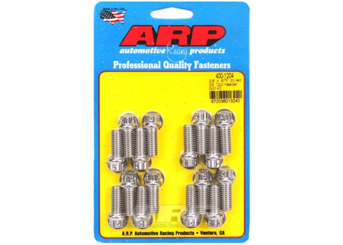 400-1204 3/8 x 0.875 drilled SS 12pt header bolt kit
