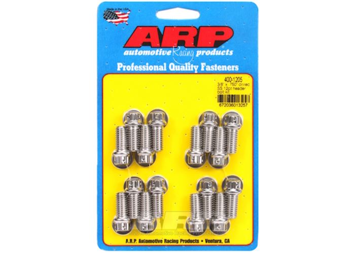 400-1205 3/8 x 0.750 drilled SS 12pt header bolt kit