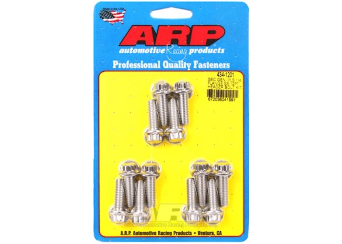 434-1201 SBC/GENIII LS 1/4 flange SS 12pt header bolt kit