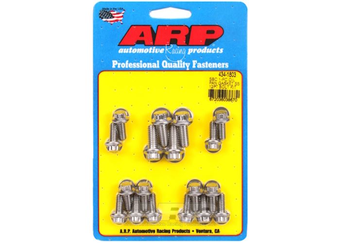 434-1803 SB Chevy 1-pc SS 12pt oil pan gasket bolt kit