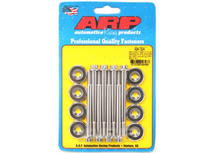 434-7504 SB Chevy GENIII/IV LS Series w/.375 spacer SS 12pt valve cover bolt kit