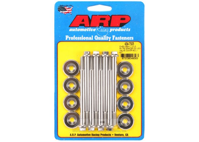 434-7505 SB Chevy GENIII IV/LS w/.750 spacer SS hex valve cover bolt kit