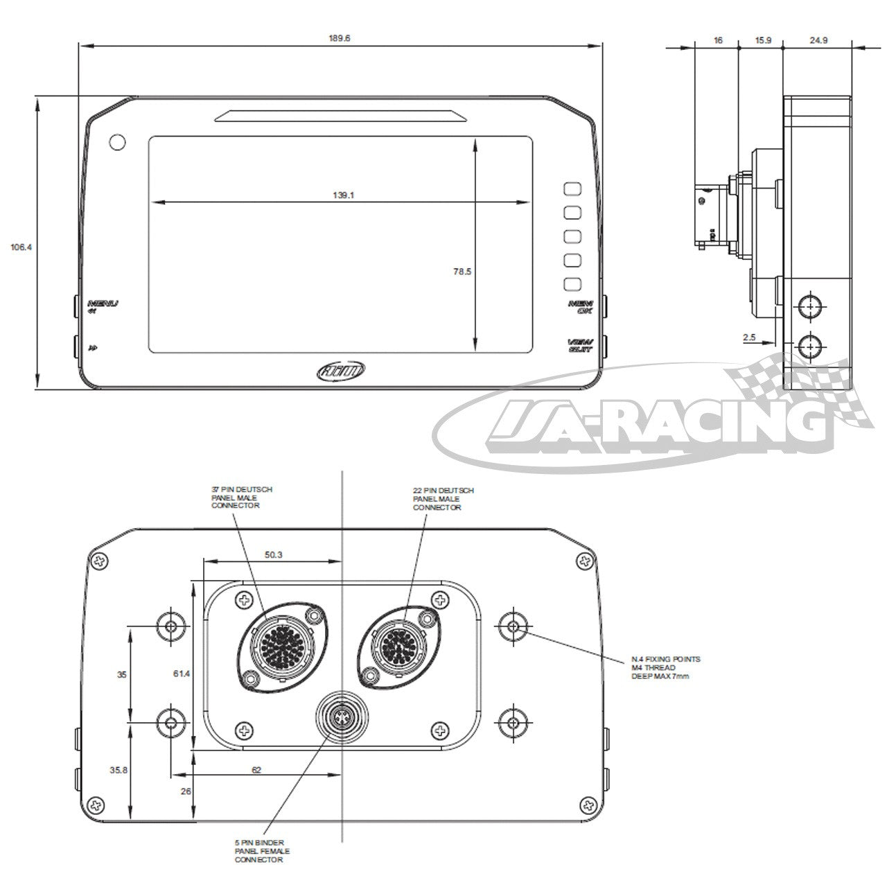 AIM MXP 1.3 TFT Dash Display Logger, 6"