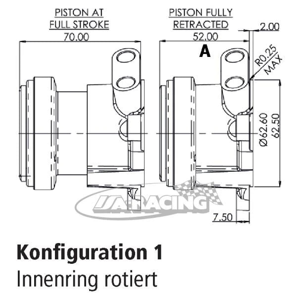 Leichter AP Racing Ausrückzylinder 50mm Kontaktfläche, Innenring rotiert