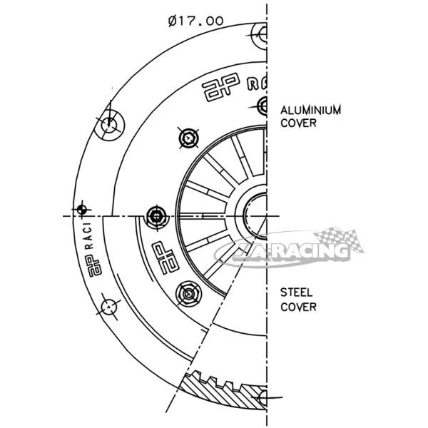 CP2125A 2-Scheiben Sintermetall-Kupplung Ø184mm, Aluminium, Zahnringausführung