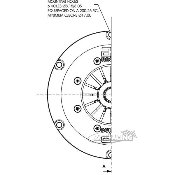 CP7382 2-Scheiben Cerametallic-Kupplung Ø184mm, Aluminium, Stegausführung