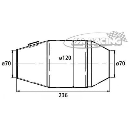 HJS PE Motorsport Katalysator 120x236x70mm
