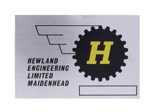 Typenschild Hewland Enddeckel