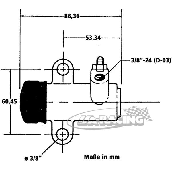 Hydraulischer Nehmerzylinder, Anschluss links