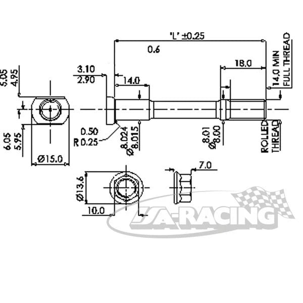 Kupplungs-Montagebolzen M8x1, 6er Satz