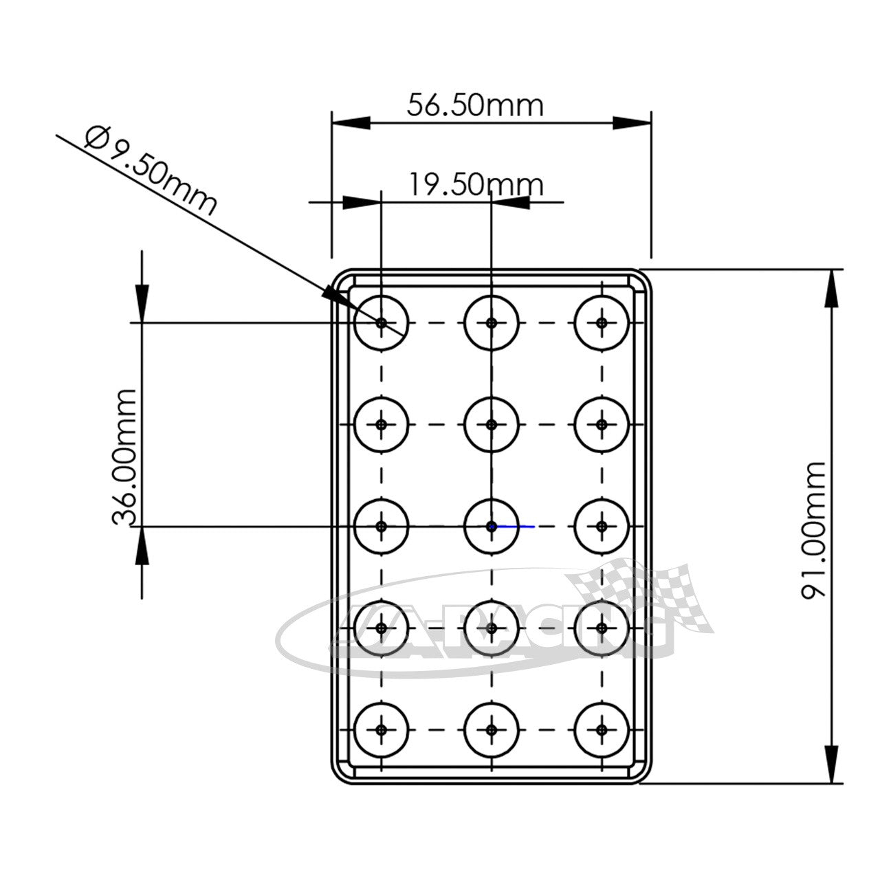 LED Regenleuchte dauerleuchtend, 90x57mm, FIA homologiert