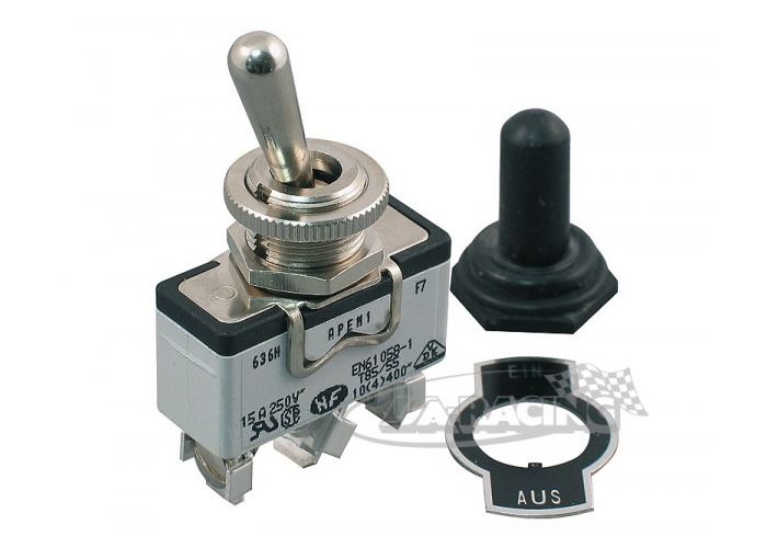 Kippschalter 15A / -250V mit Schutzkappe