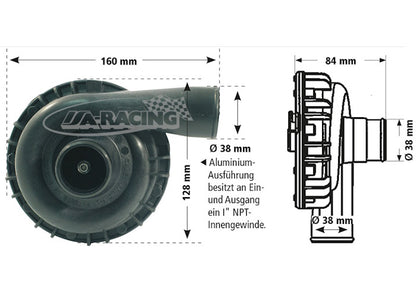 Elektronische Wasserpumpe EWP115 mit Alugehäuse, Förderleistung 193 l/min