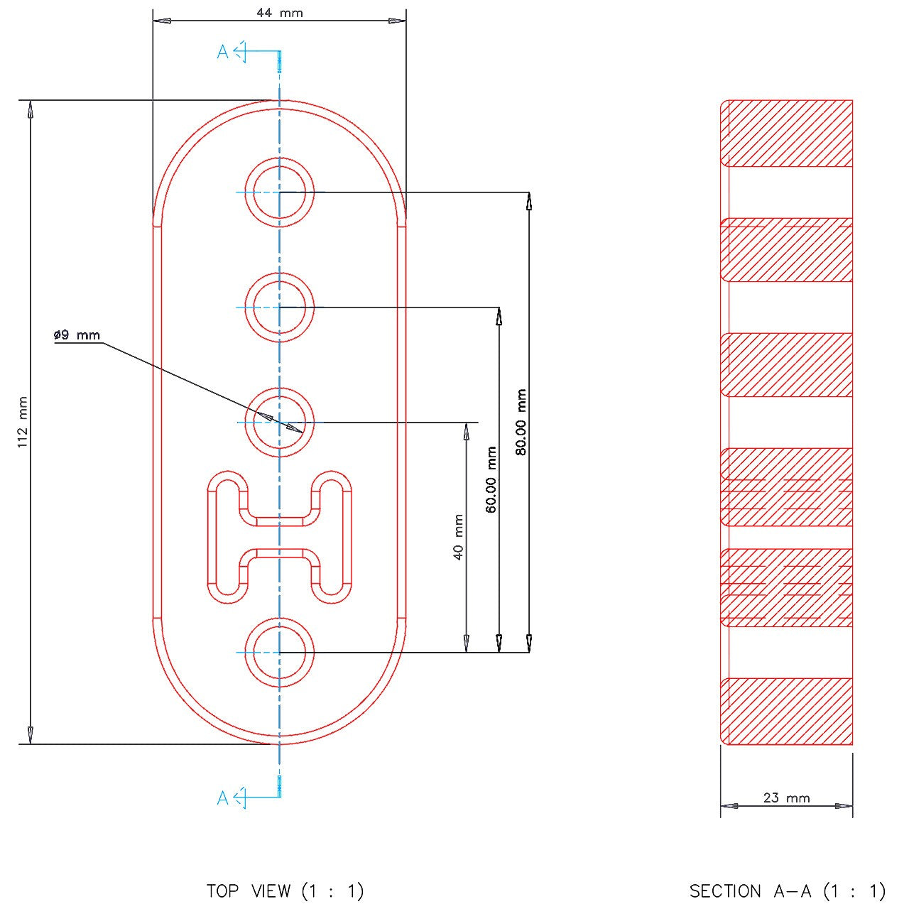 PFH011 Powerflex Auspuffhalterung 112x44mm Standard Serie