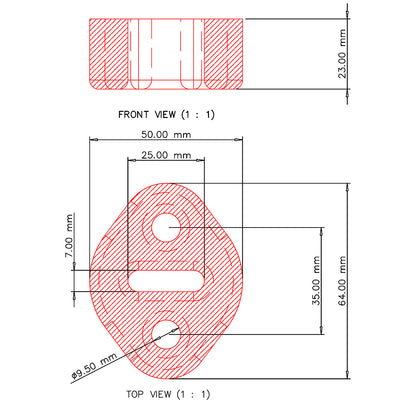 PFH015 Powerflex Auspuffhalterung 64x50mm Standard Serie