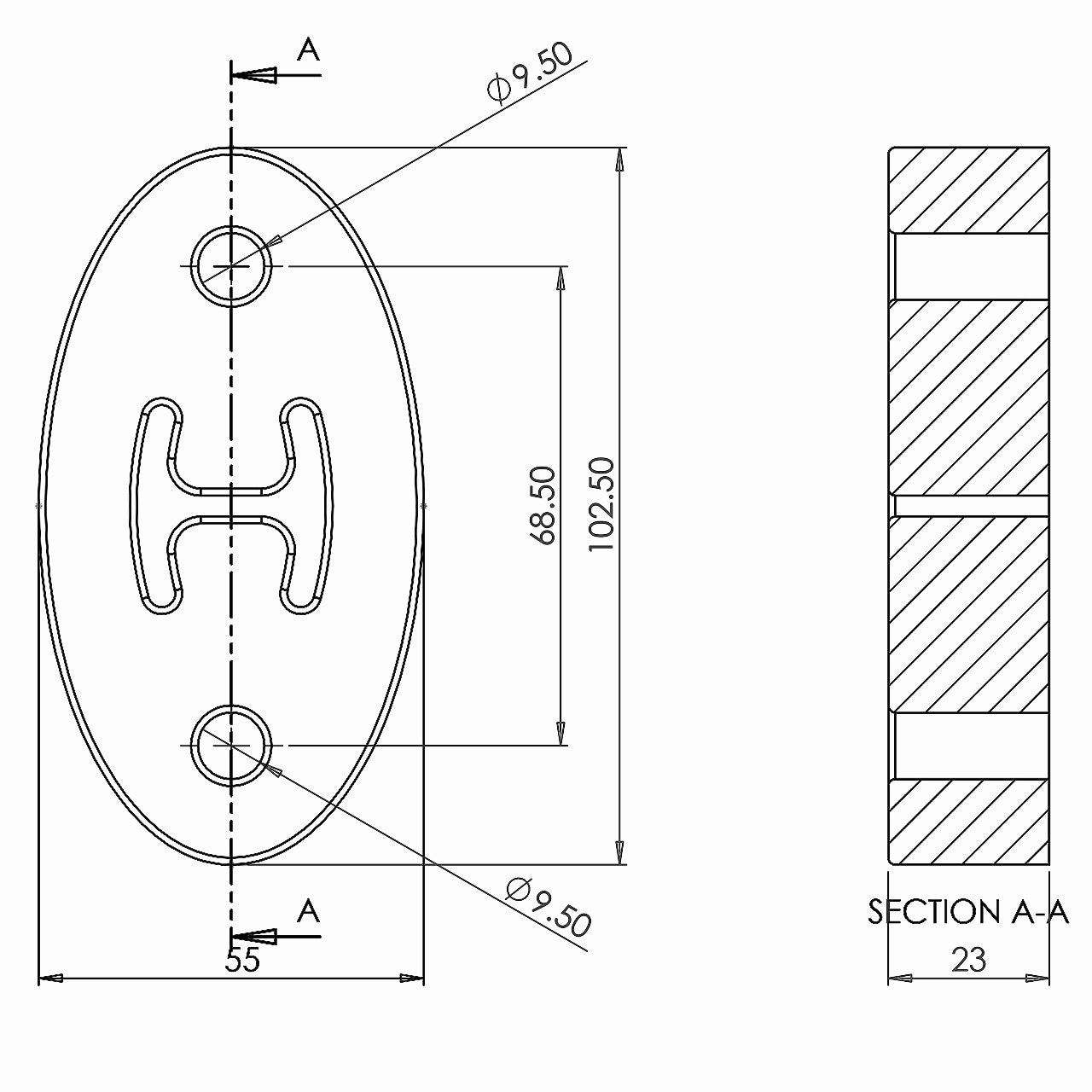 PFH018 Powerflex Auspuffhalterung 102x55mm Standard Serie