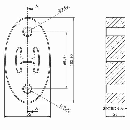 PFH018 Powerflex Auspuffhalterung 102x55mm Standard Serie