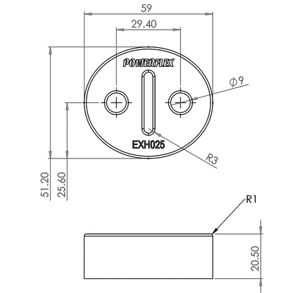 PFH025 Powerflex Auspuffhalterung 59x51,2mm Standard Serie