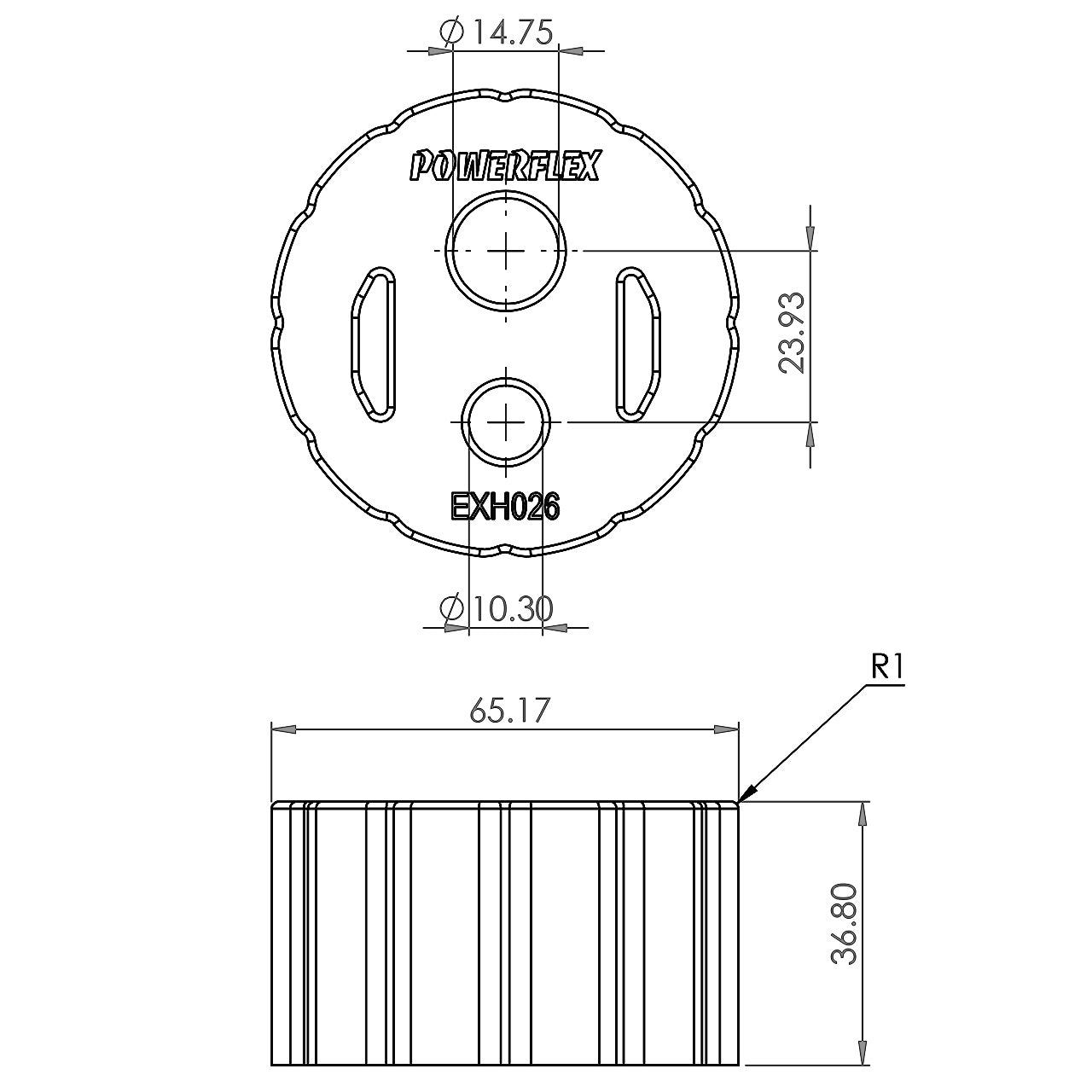 PFH026 Powerflex Auspuffhalterung Ø 65,17mm Standard Serie