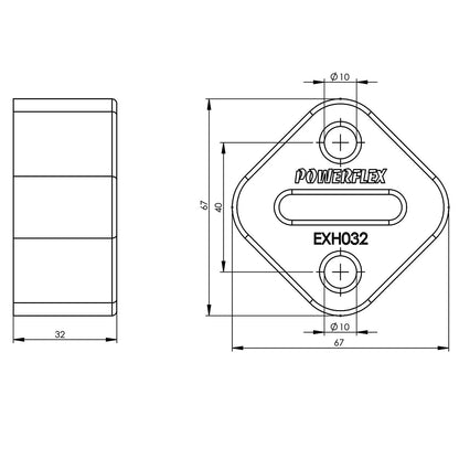 PFH032 Powerflex Auspuffhalterung 67x67mm Standard Serie