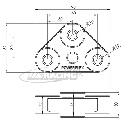 PFH040 Powerflex Auspuffhalterung 90x59mm Standard Serie