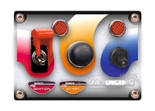 Schalterpaneel, 2 Kippschalter, 1 Startknopf und 2 Kontrollleuchten